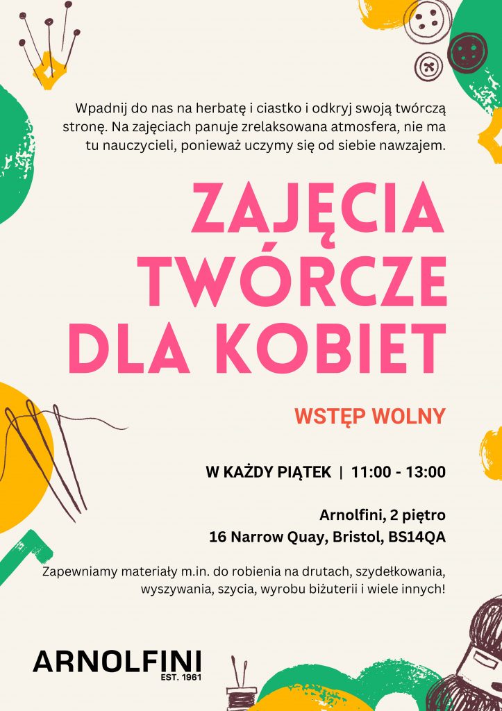 a poster in Polish advertising Women's Craft club at Arnolfini
