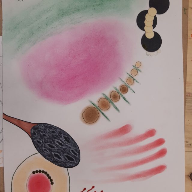 A coloured photograph taken from the artworks made during the CreativeShift Wellbeing Practice session from Bharti Kher The Body Is A Place exhibition
