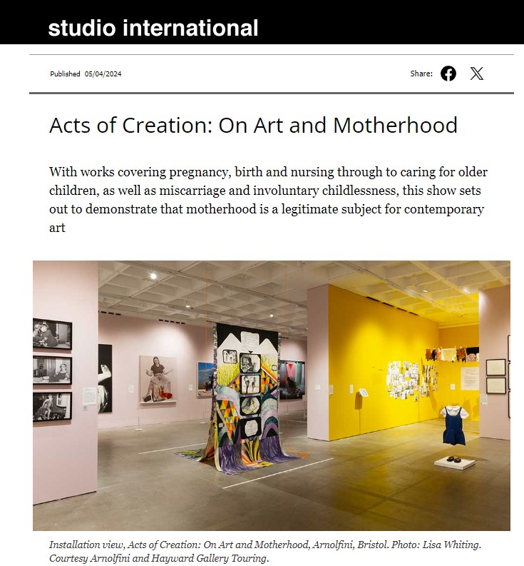 A screenshot of the Studio International review of Acts of Creation