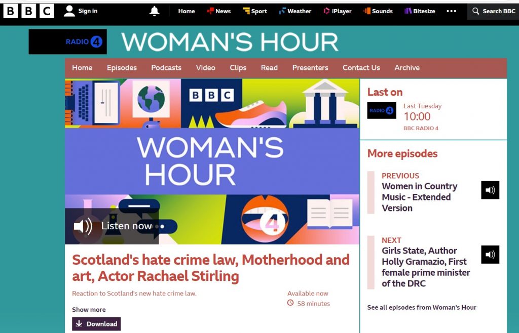 screenshot of BBC Woman's Hour